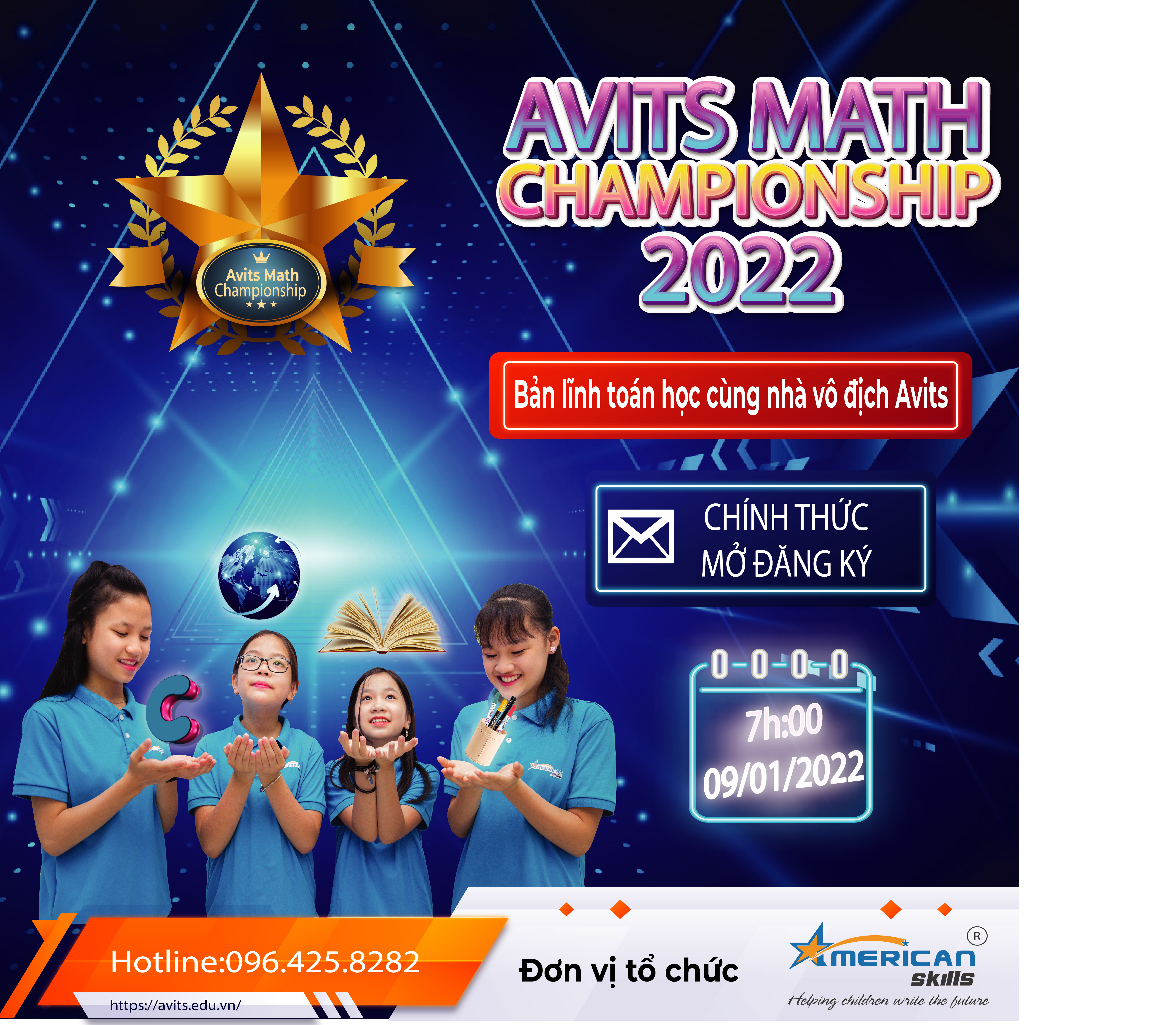 AVITS MATH CHAMPIONSHIP 2022 CHÍNH THỨC MỞ ĐĂNG KÝ TỪ 7G00 SÁNG NGÀY 09/01/2022 tại website : Avits.edu.vn