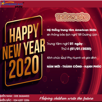Thông báo lịch nghỉ Tết Dương Lịch 2020